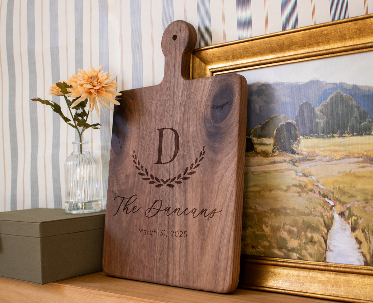 Flowing Script Family Name Cutting Board