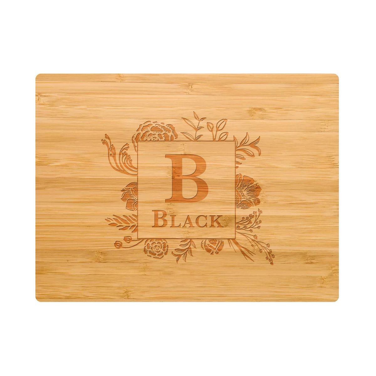 Floral Border Monogram Cutting Board