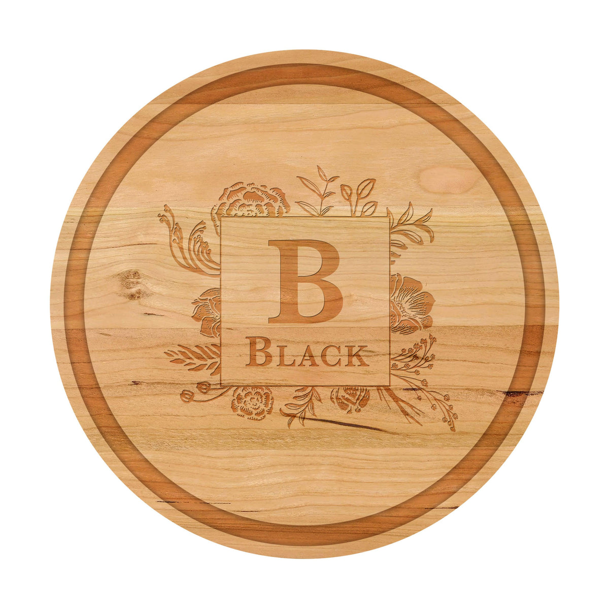 Floral Border Monogram Cutting Board