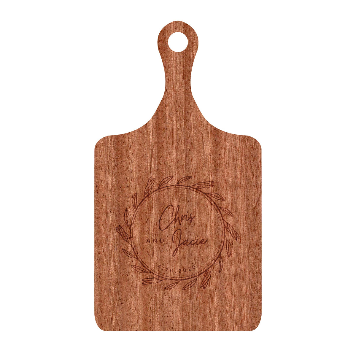 Names and Date Wreath Cutting Board