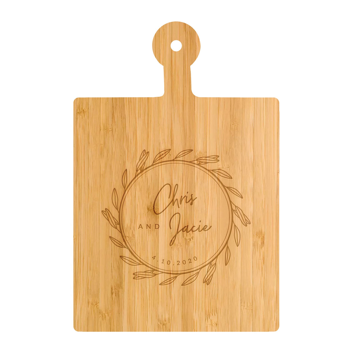 Names and Date Wreath Cutting Board
