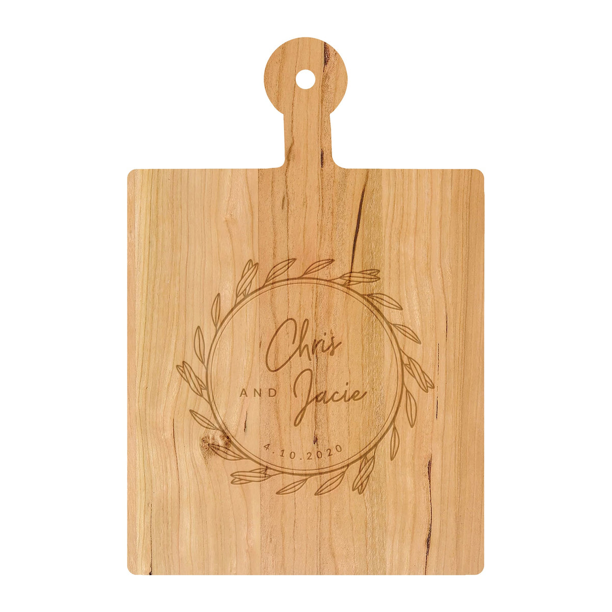 Names and Date Wreath Cutting Board
