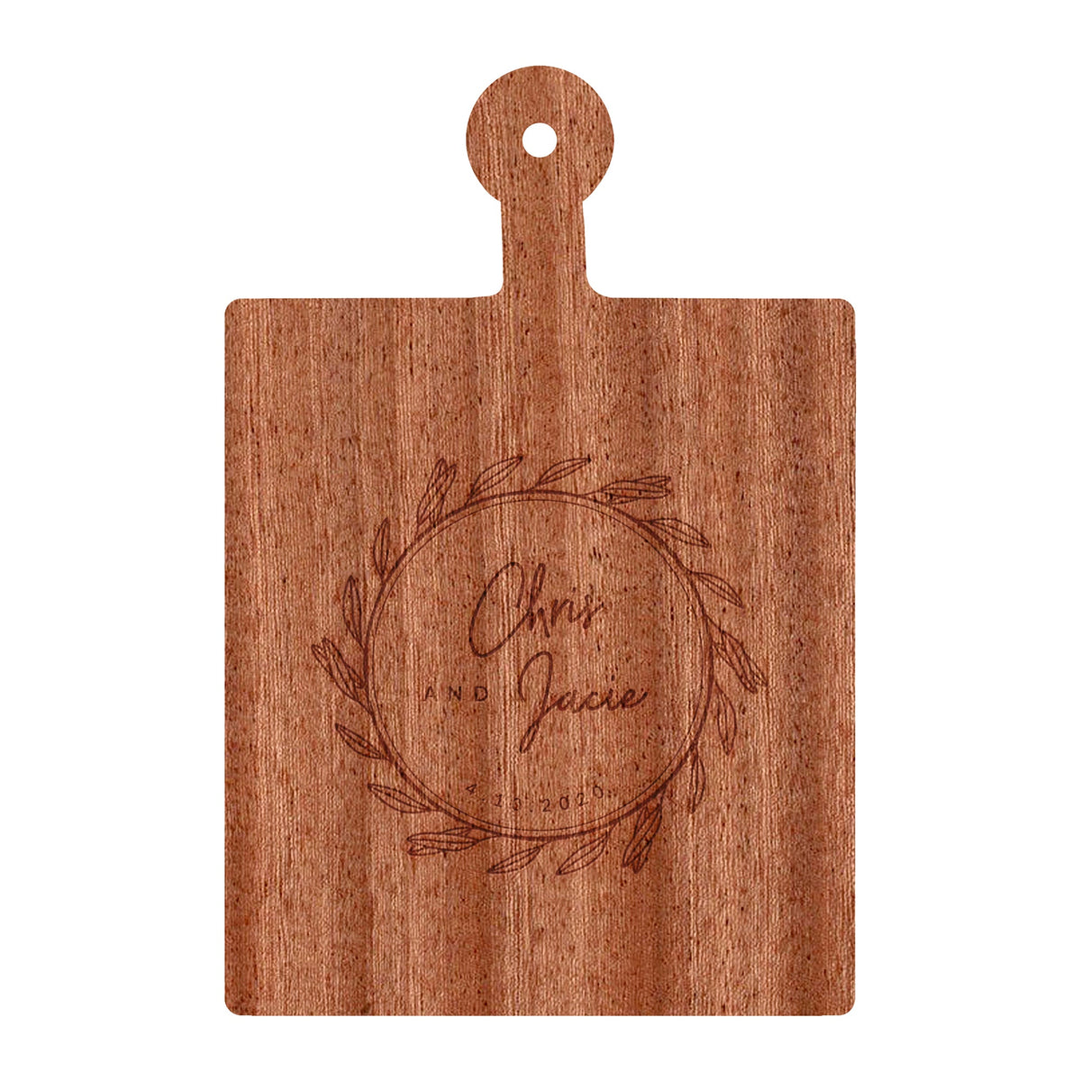 Names and Date Wreath Cutting Board