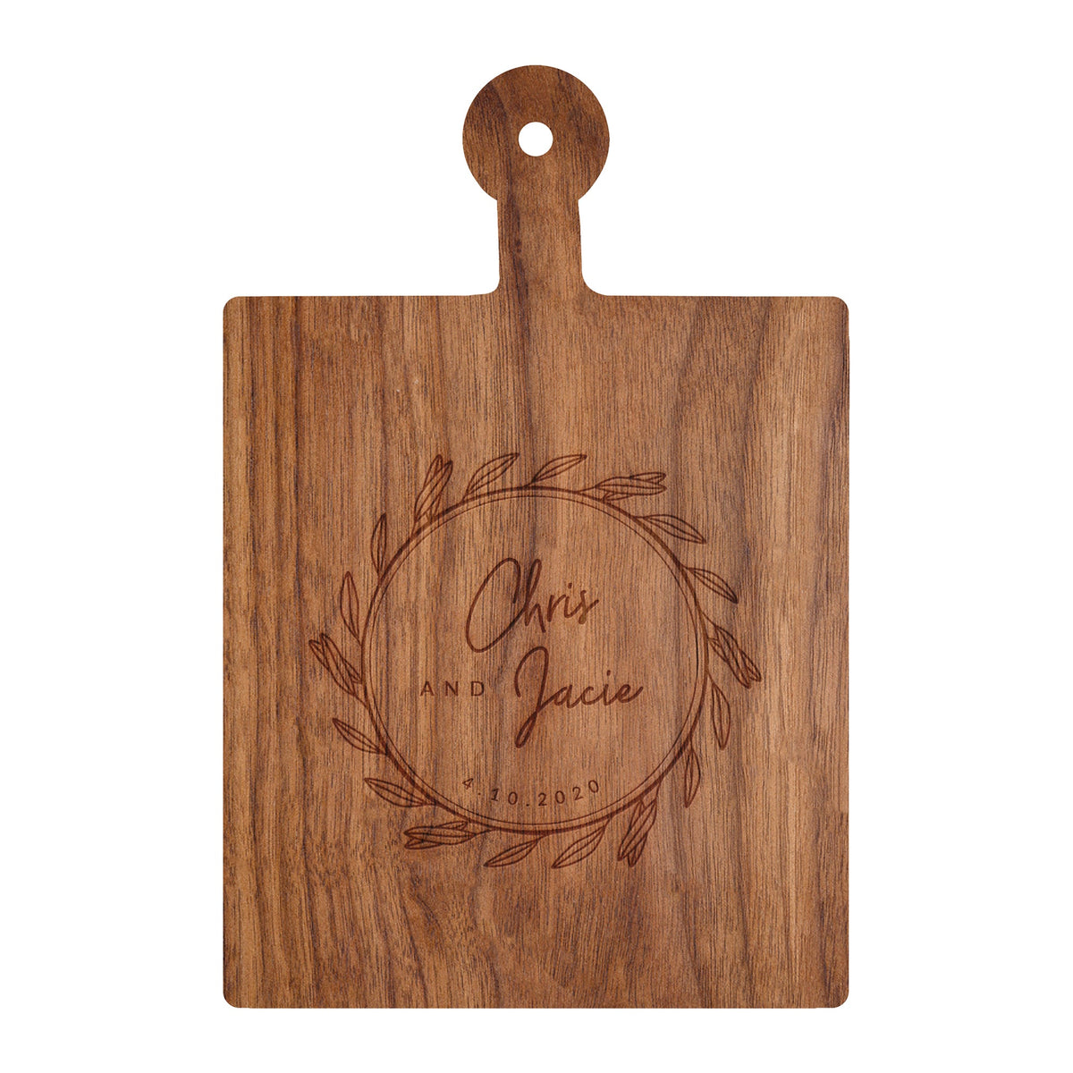 Names and Date Wreath Cutting Board