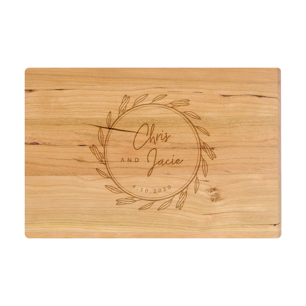 Names and Date Wreath Cutting Board