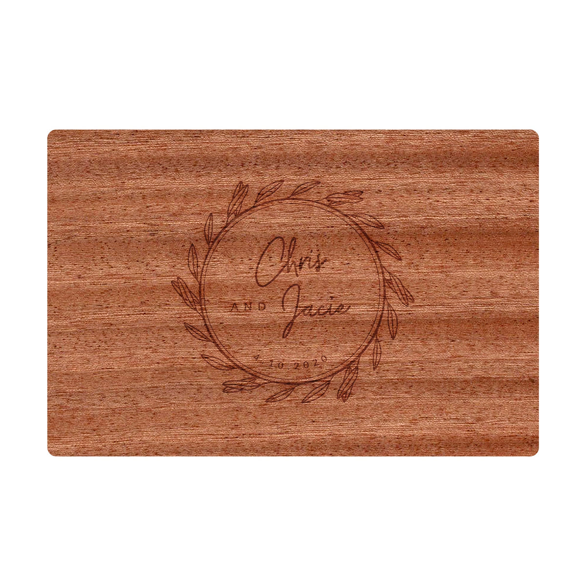 Names and Date Wreath Cutting Board