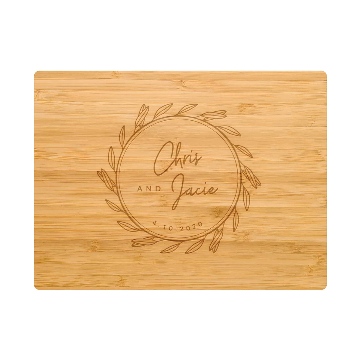 Names and Date Wreath Cutting Board