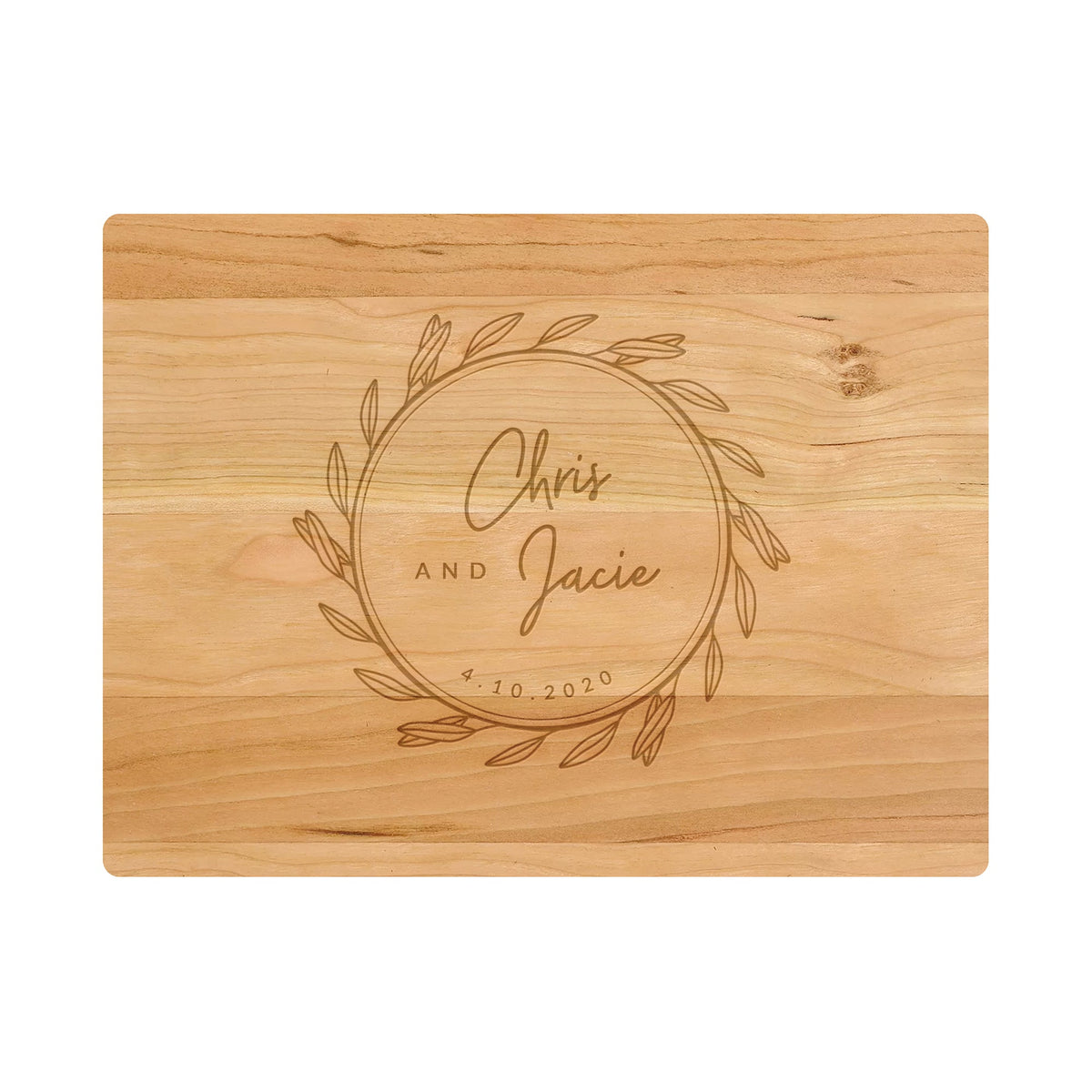 Names and Date Wreath Cutting Board