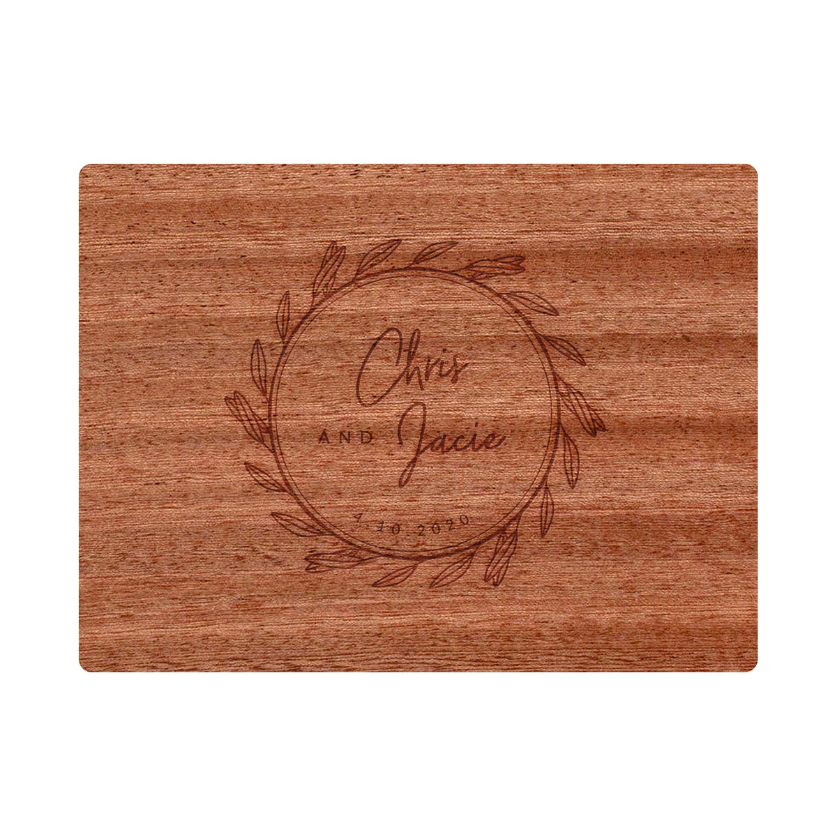 Names and Date Wreath Cutting Board