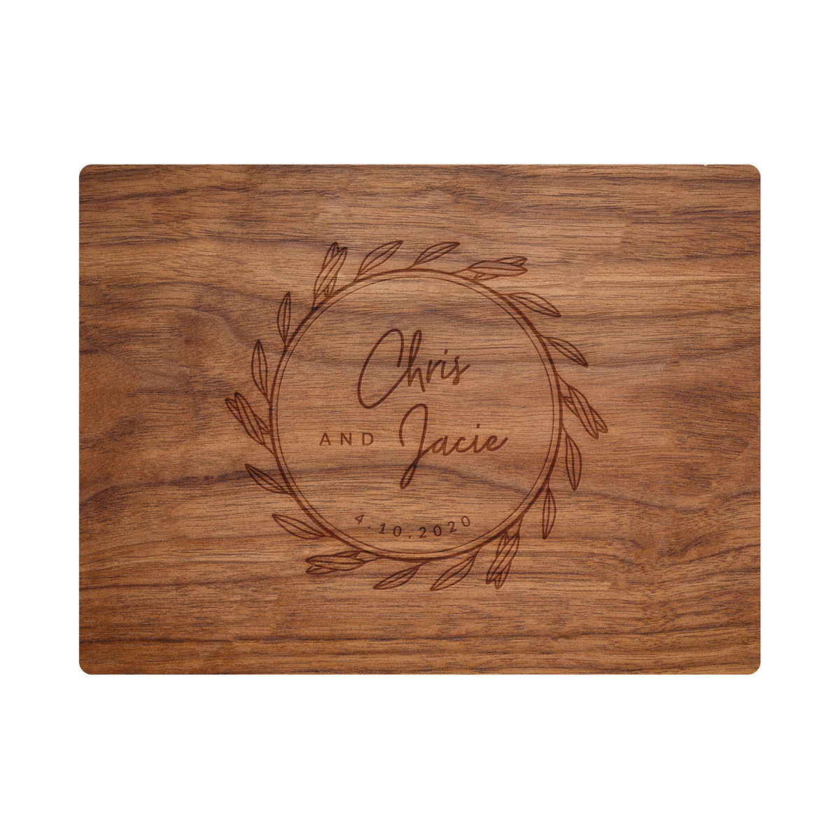 Names and Date Wreath Cutting Board