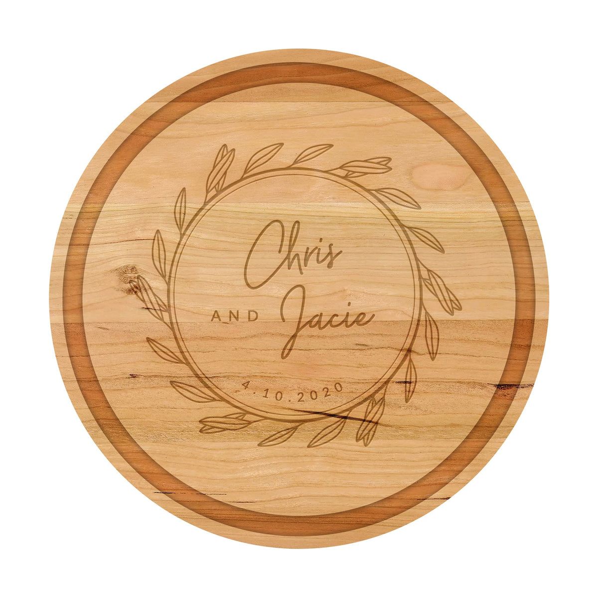 Names and Date Wreath Cutting Board