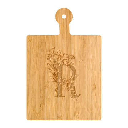 Personalized Cutting Board Floral Initial 062