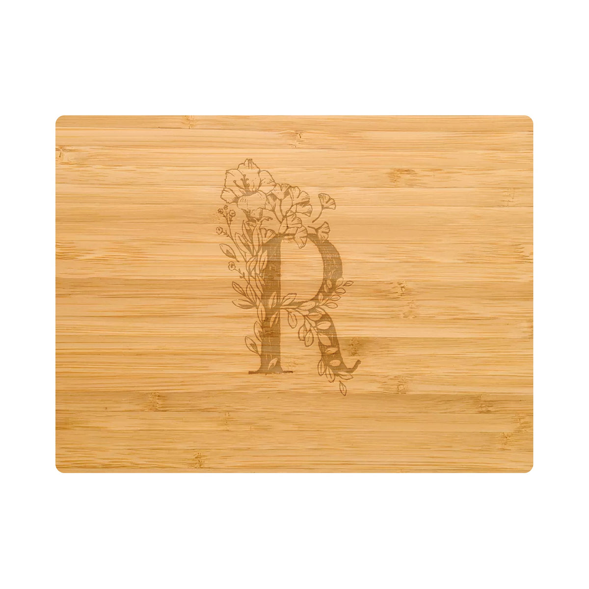 Personalized Cutting Board Floral Initial 062