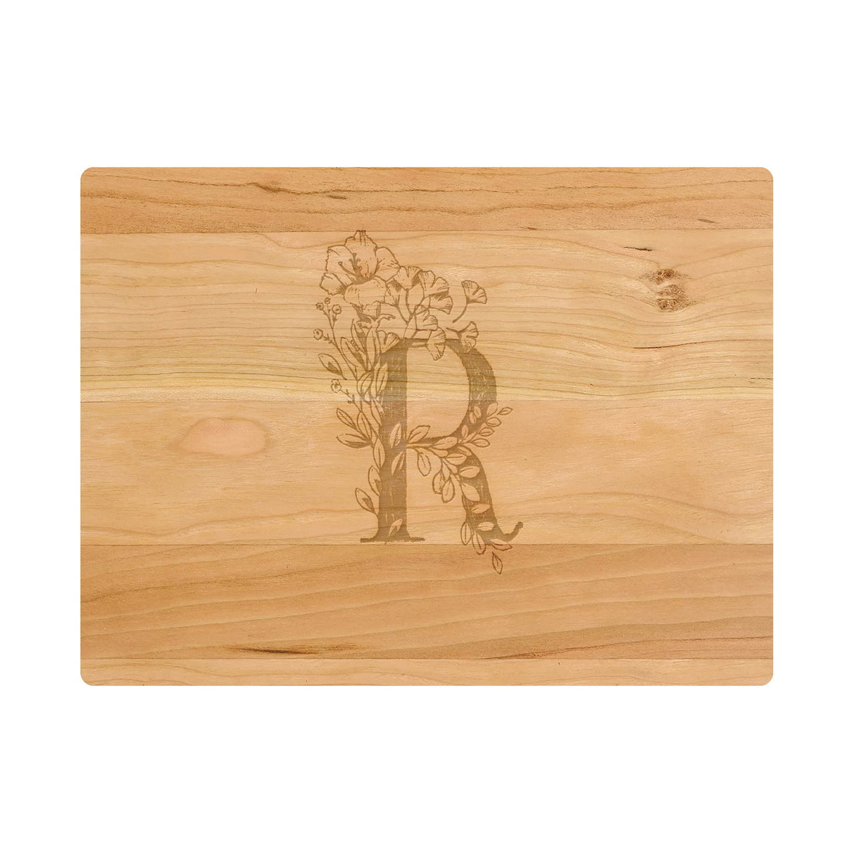 Personalized Cutting Board Floral Initial 062