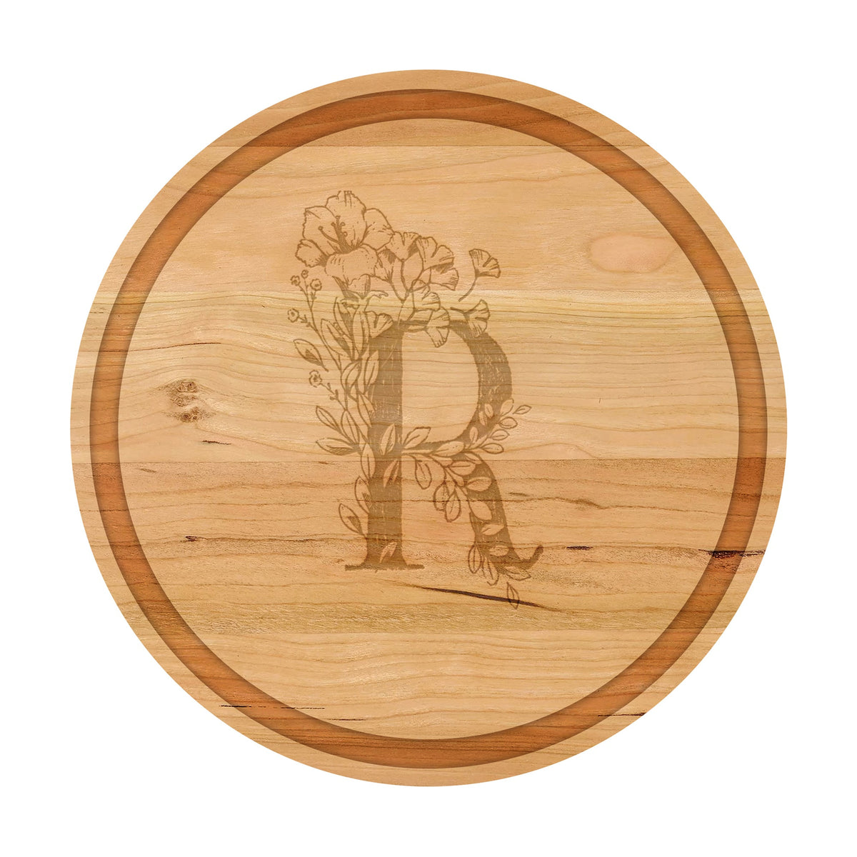 Personalized Cutting Board Floral Initial 062