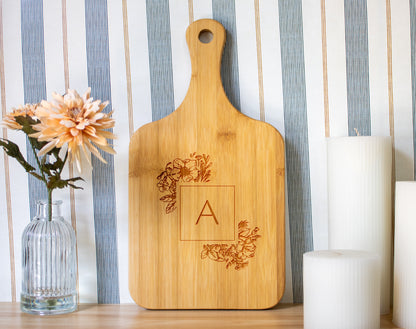 Floral Initial Monogram Cutting Board 064