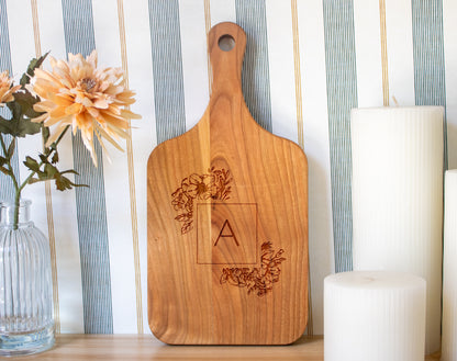 Floral Initial Monogram Cutting Board 064