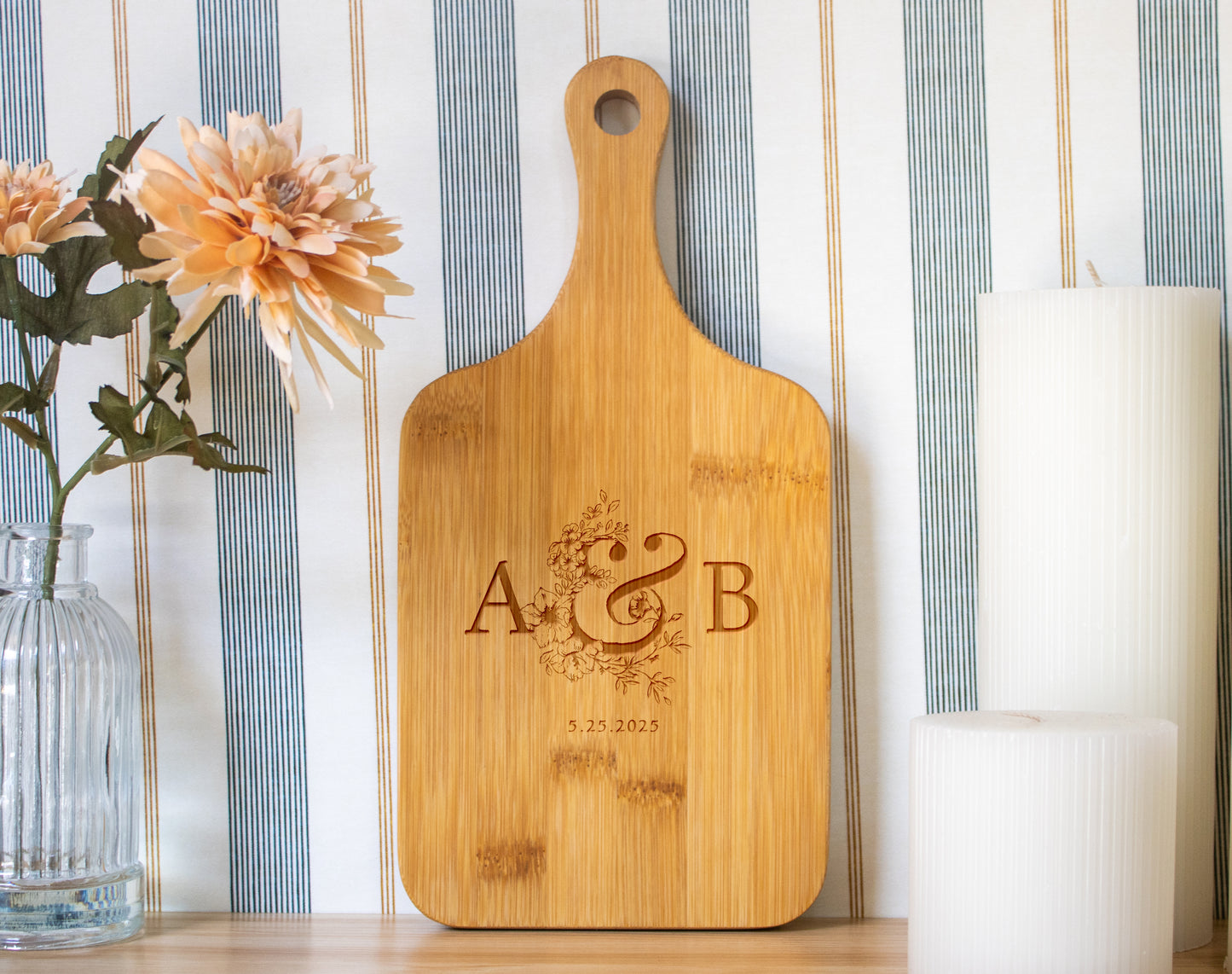 Couples Initials Engagement Personalized Cutting Board 066