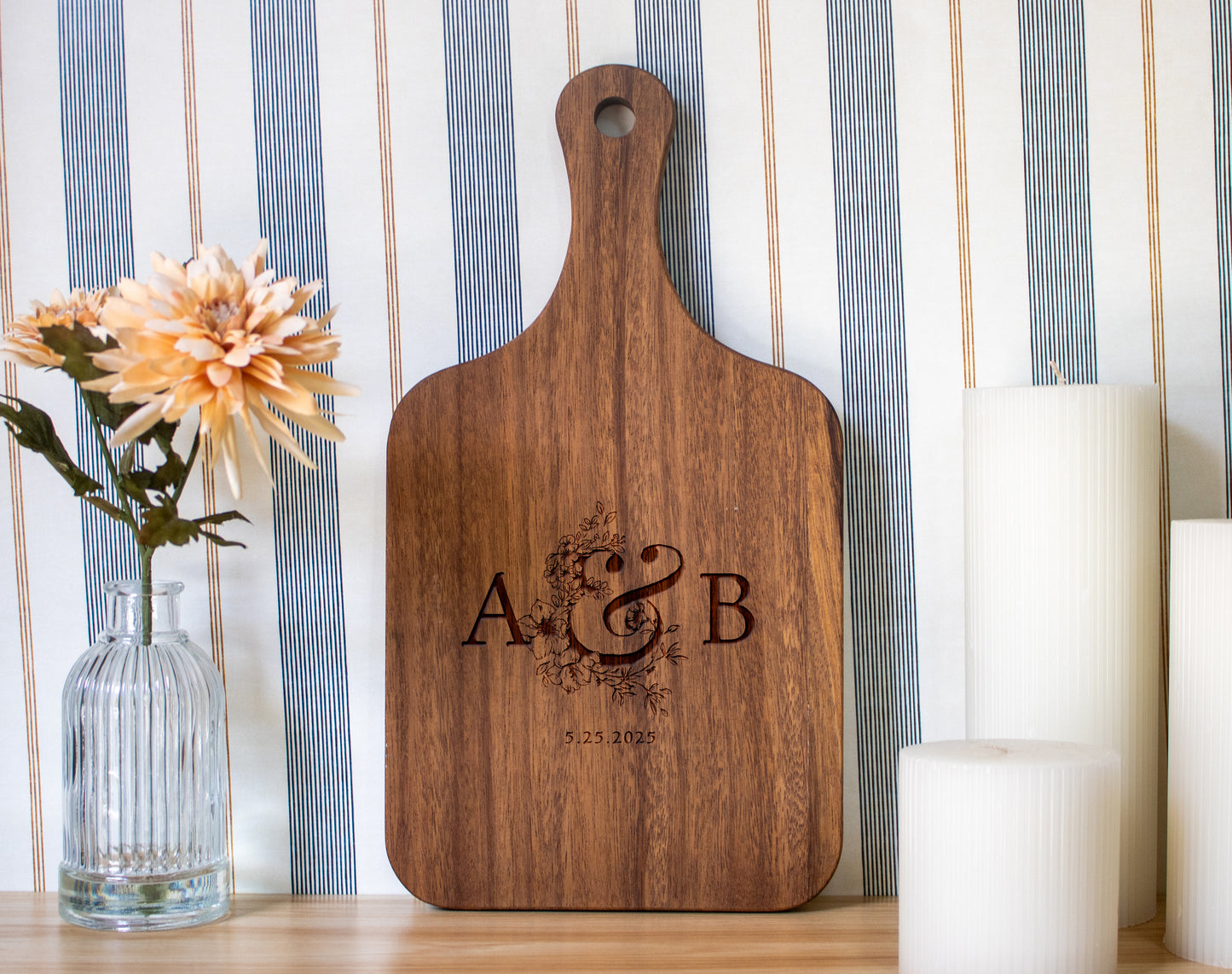 Couples Initials Engagement Personalized Cutting Board 066