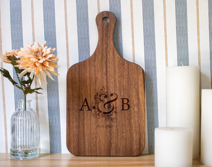 Couples Initials Engagement Personalized Cutting Board 066