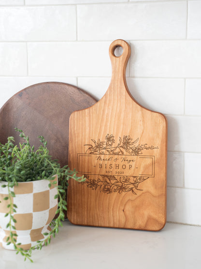 Personalized Floral Cutting Board - 082