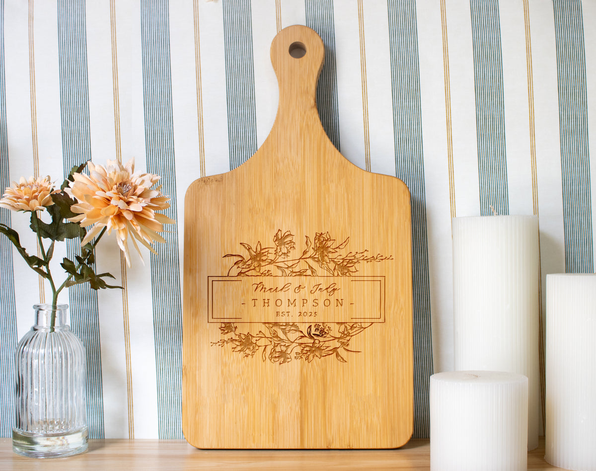 Personalized Floral Cutting Board - 082