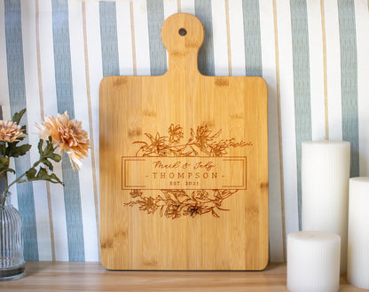Personalized Floral Cutting Board - 082