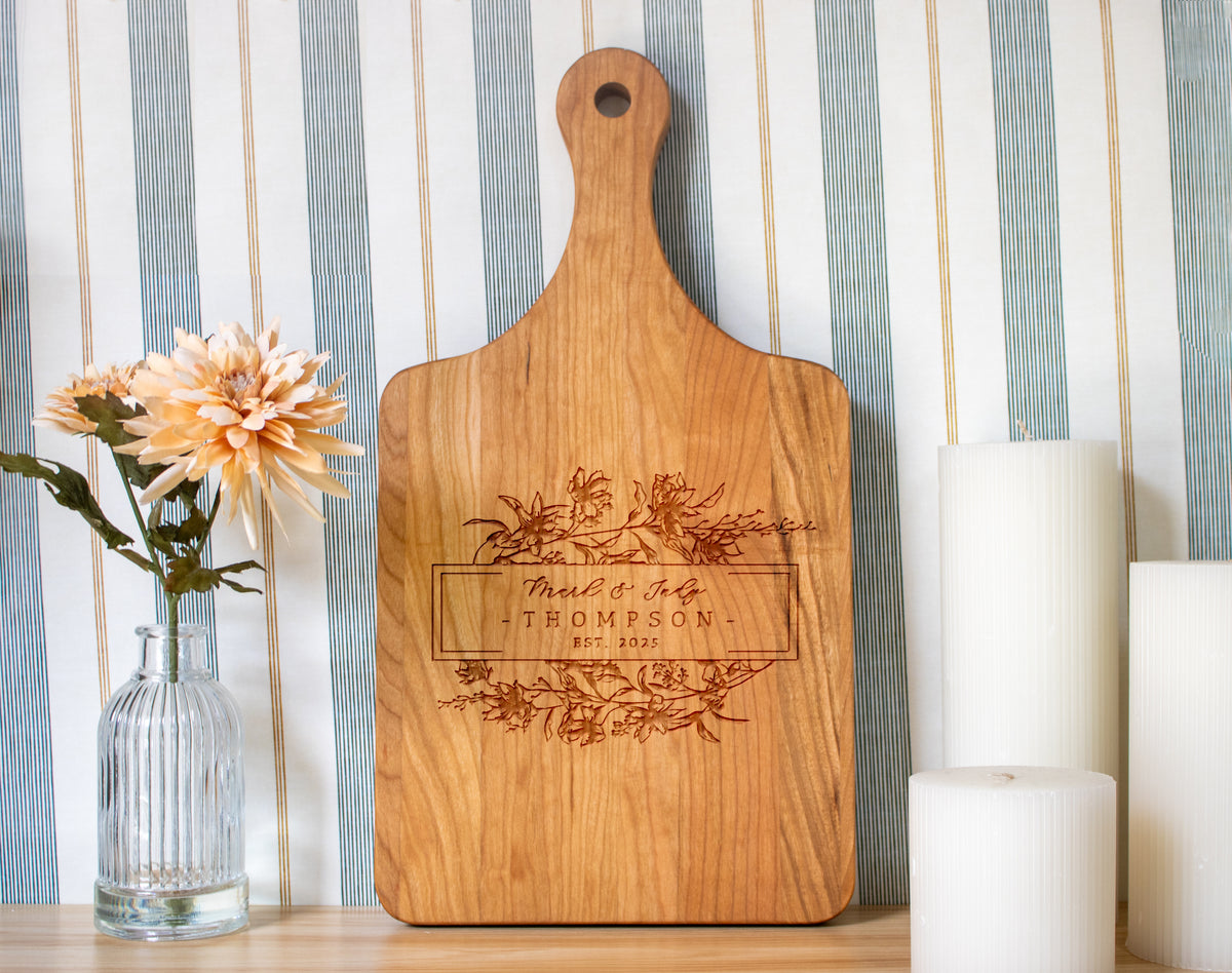 Personalized Floral Cutting Board - 082