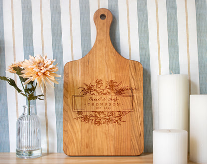 Personalized Floral Cutting Board - 082