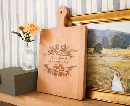 Personalized Floral Cutting Board - 082