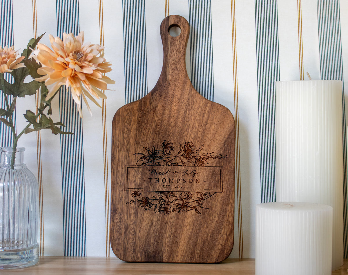 Personalized Floral Cutting Board - 082