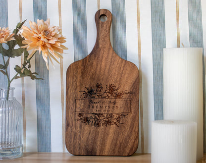 Personalized Floral Cutting Board - 082