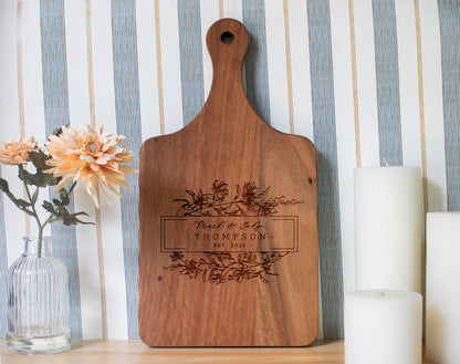 Personalized Floral Cutting Board - 082