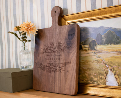 Personalized Floral Cutting Board - 082