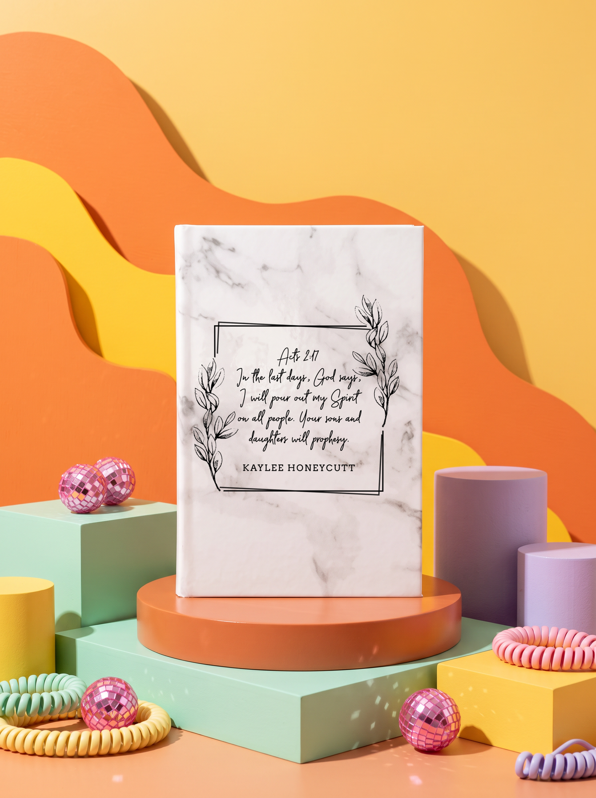 Personalized leatherette journal — J02 design in marble