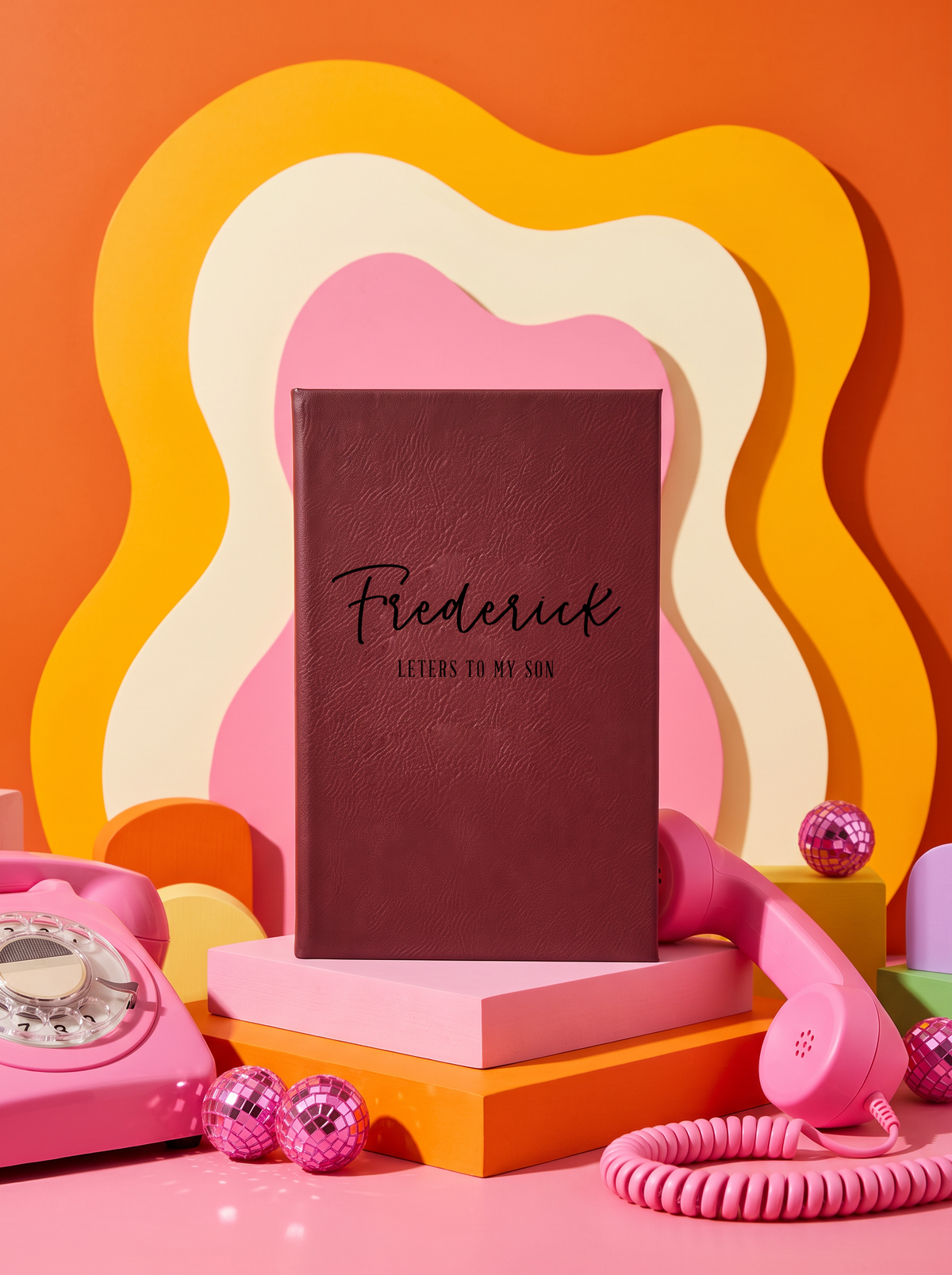 Personalized leatherette journal — J04 design in rose