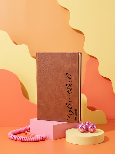 Personalized leatherette journal — J06 design in chestnut