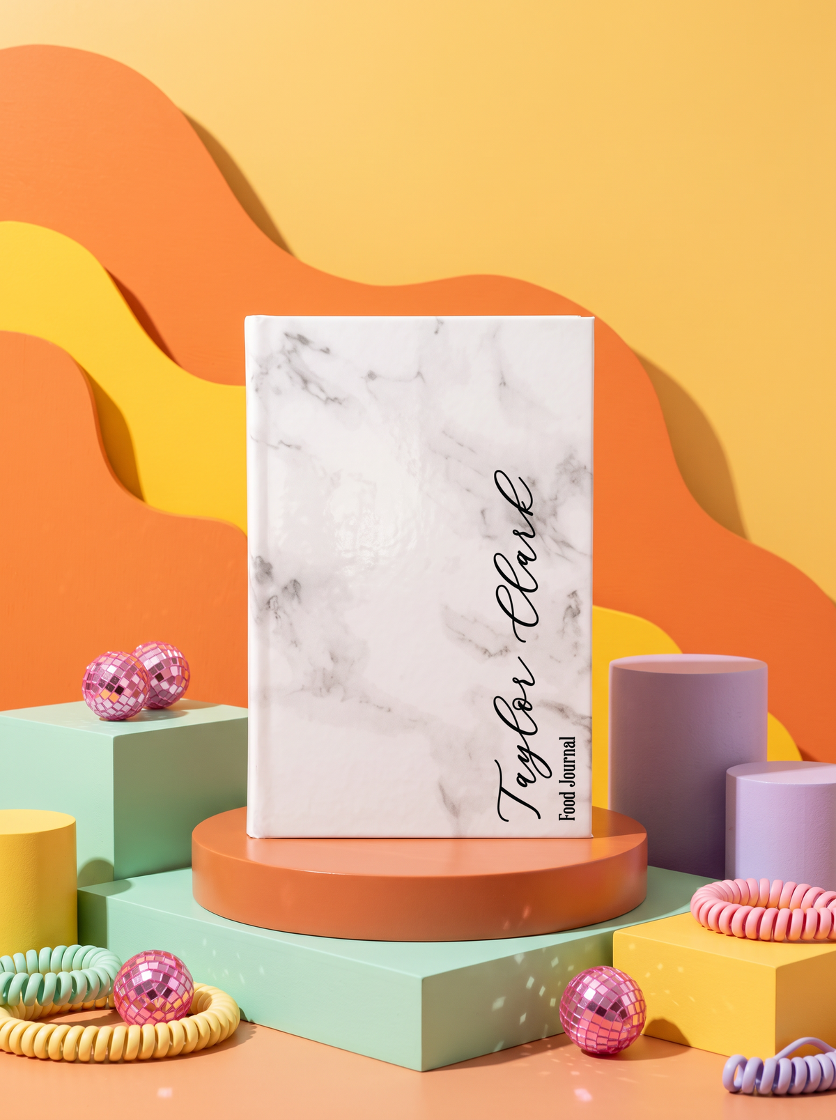 Personalized leatherette journal — J06 design in marble
