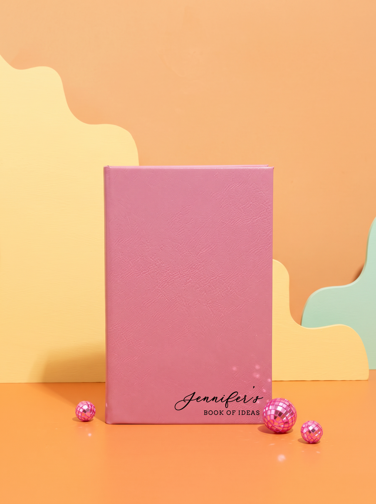 Personalized leatherette journal — J07 design in pink