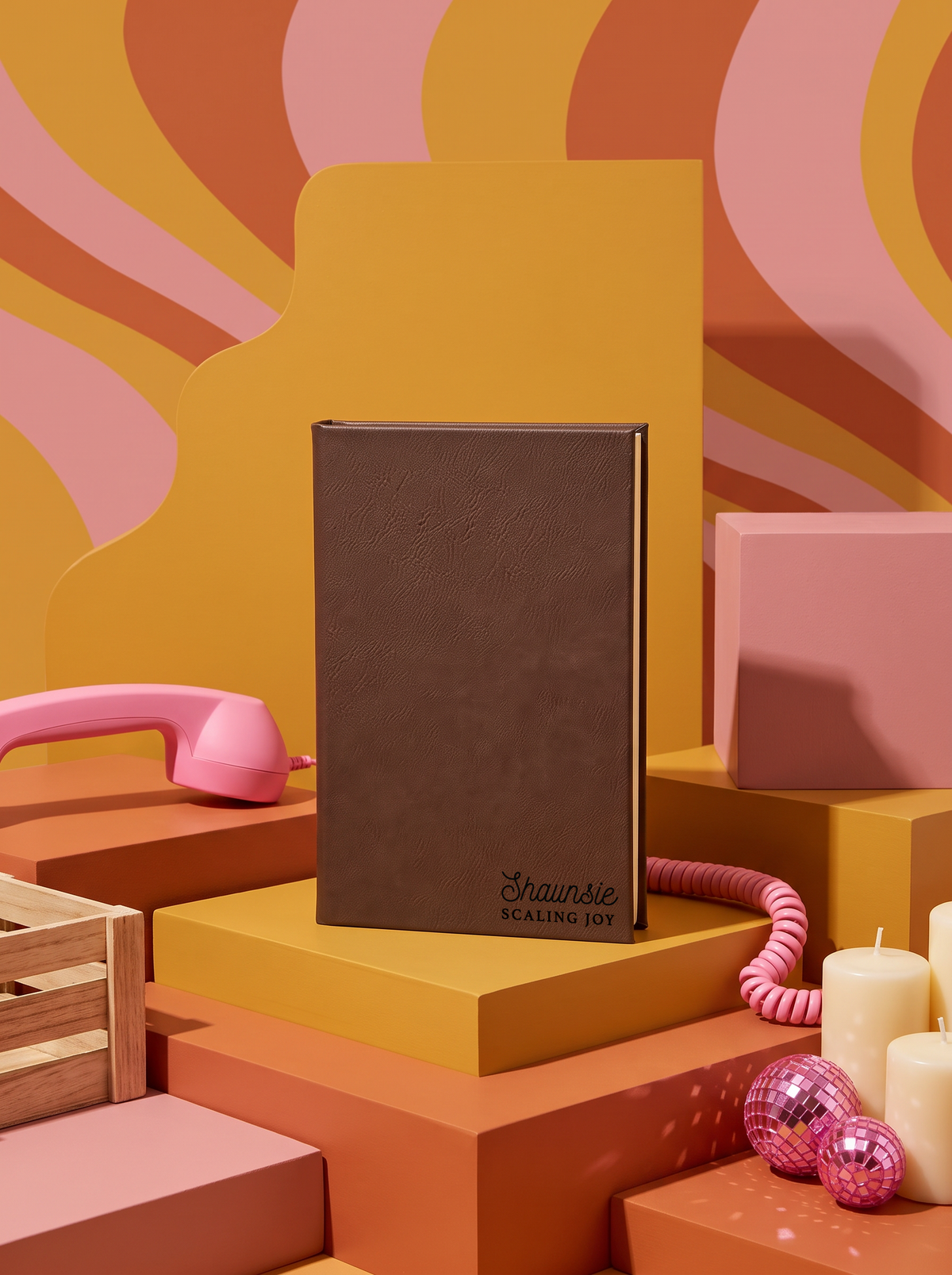 Personalized leatherette journal — J08 design in brown