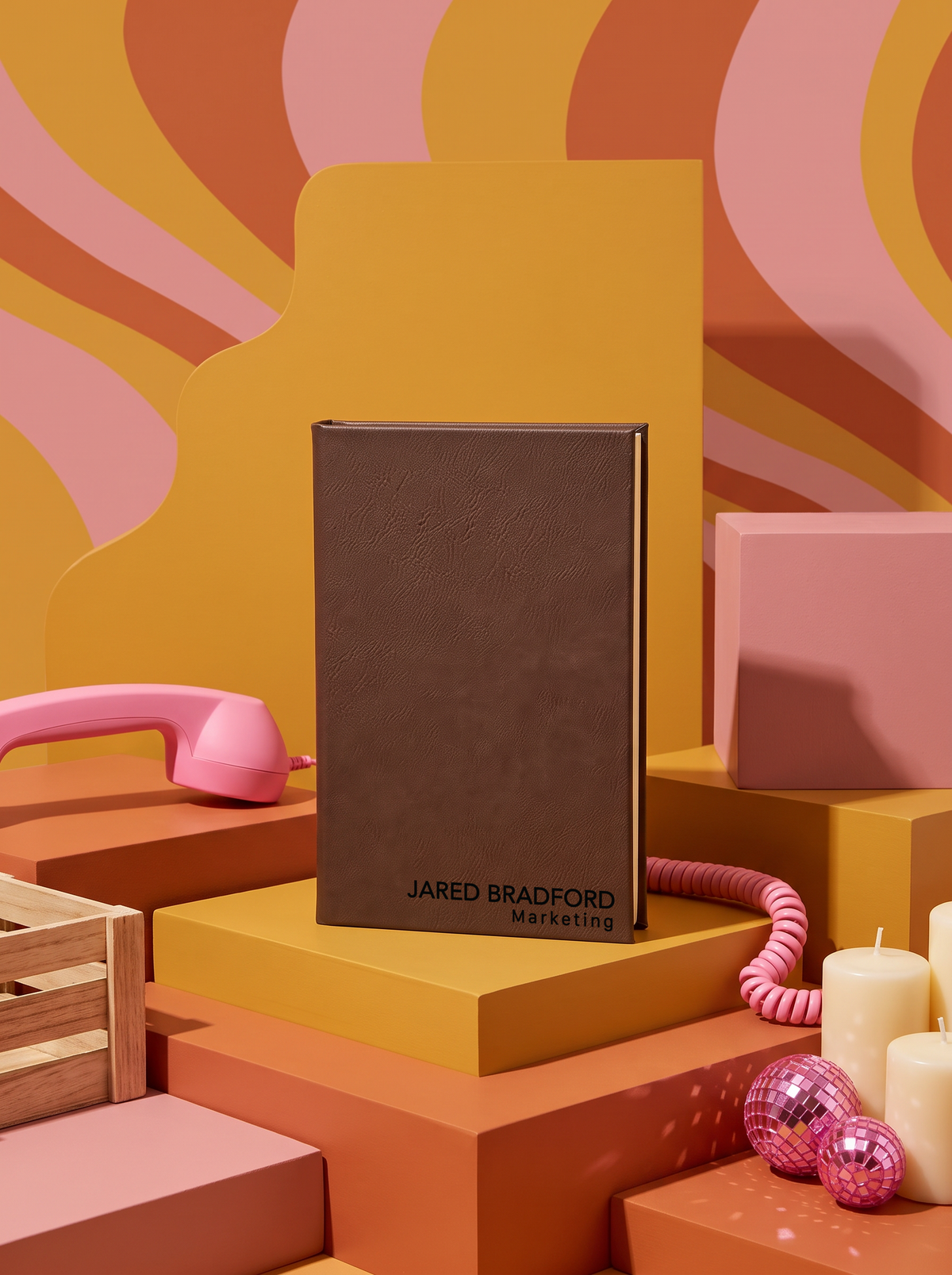 Personalized leatherette journal — J09 design in brown
