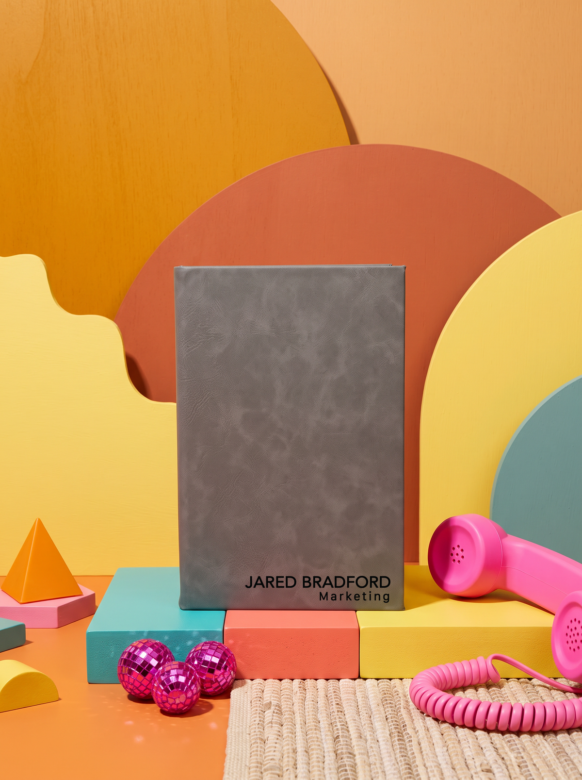 Personalized leatherette journal — J09 design in gray