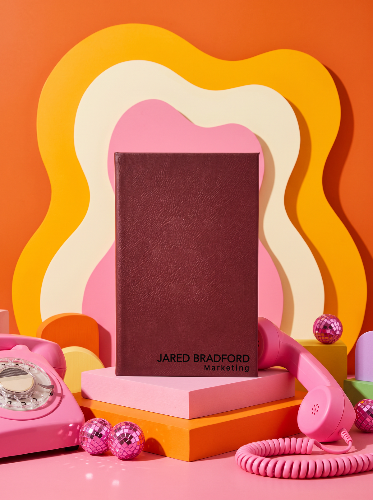 Personalized leatherette journal — J09 design in rose