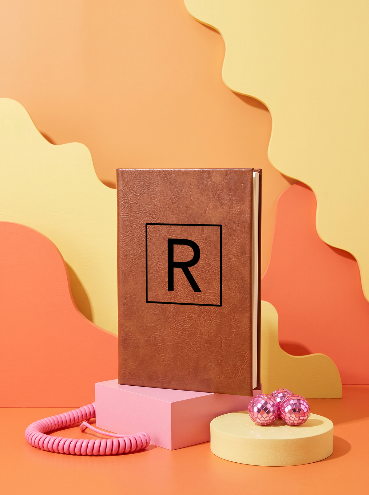 Personalized leatherette journal — J10 design in chestnut