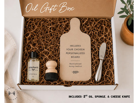 Oil gift box with board oil, sponge and cheese knife