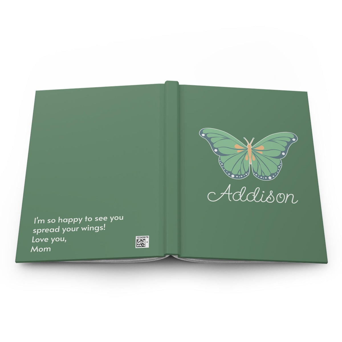 Green Butterfly Hardcover Journal