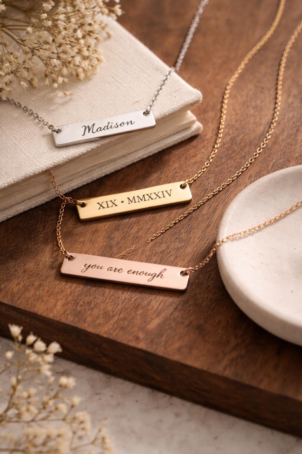 Engraved Bar Necklace