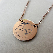 Initials Wedding Date Round Necklace