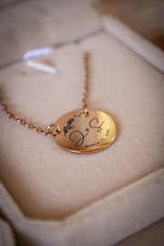 Initials Wedding Date Round Necklace