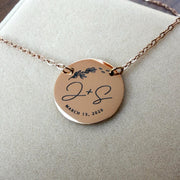 Wedding Date Round Pendant Necklace
